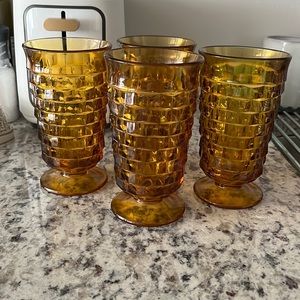 Vintage Amber Iced Tea Glasses